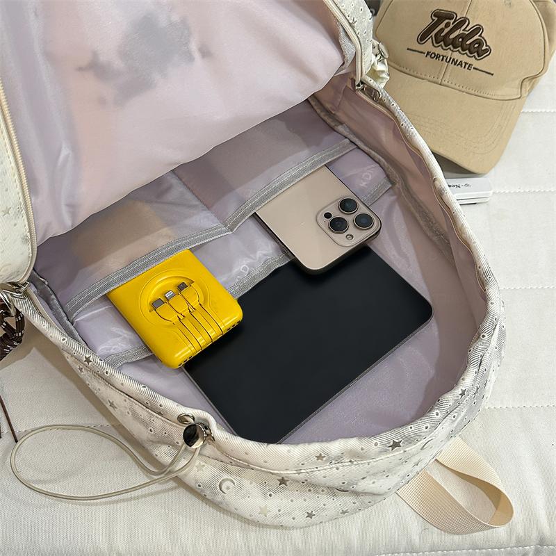Zaino da Donna con Stampa Stelle e Luna – Carino Design Cosmico Borsa da Scuola con Tasche Multiple e Spallacci Regolabili – Perfetto per l'Uso Quotidiano
