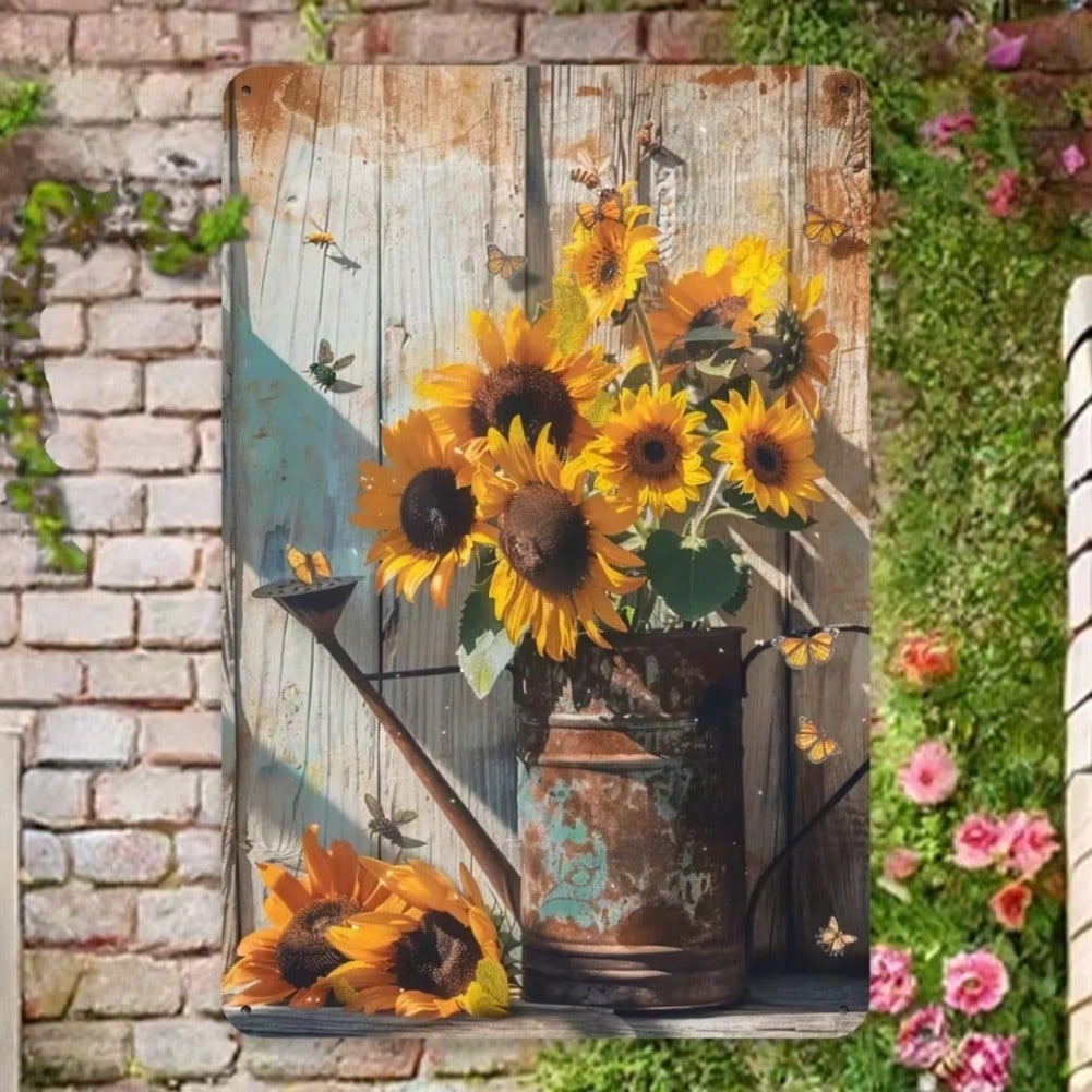 Vintage Metal Wall Sign Rustic Farmhouse Decor Indoor Outdoor Iron Bucket Art