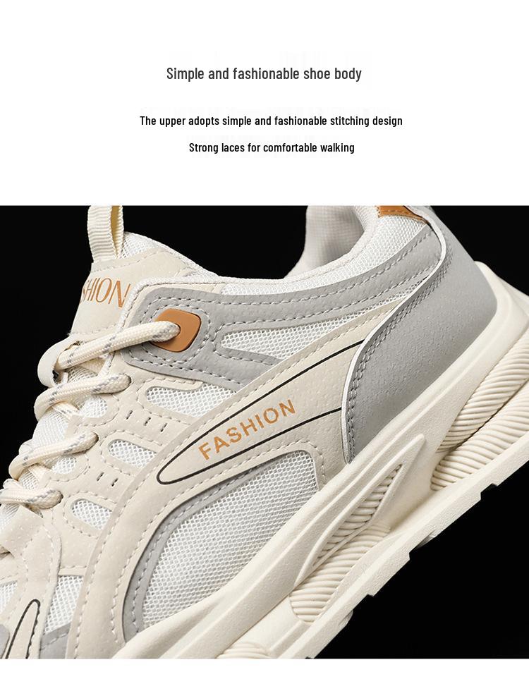 Men's Summer Korean-Style Mesh Sneakers: Breathable, Trendy, Versatile, and Thick-Soled Casual Dad Sports Shoes.