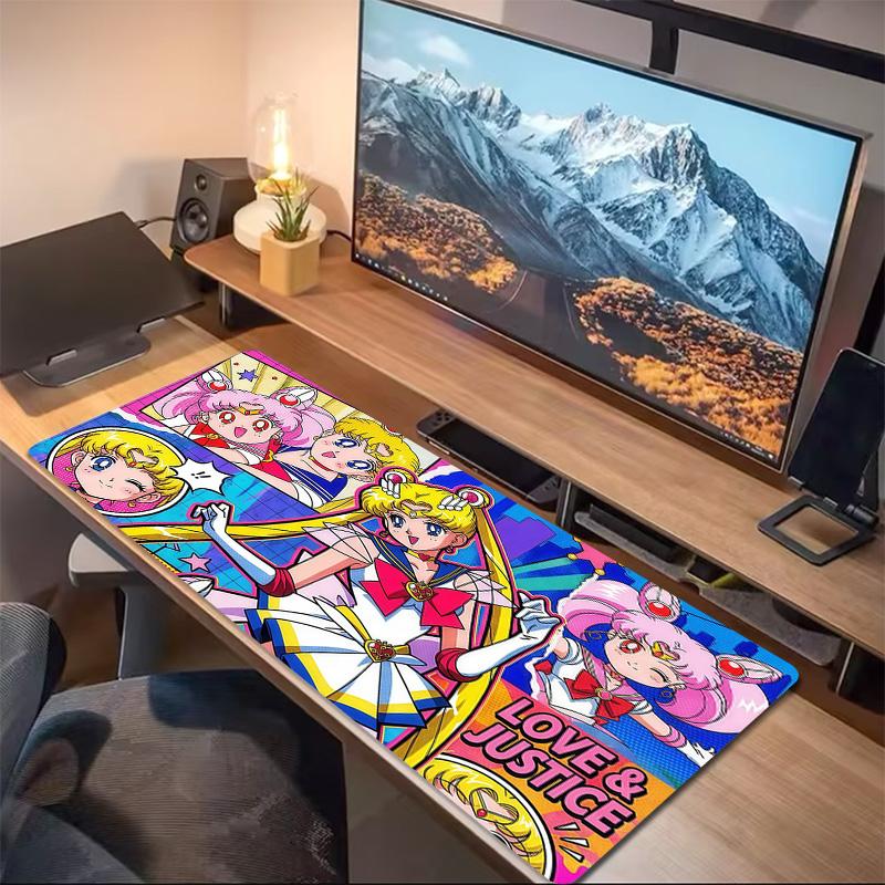 Sailor Moon Print  Cushion Non-slip Laptop Tablet Big Mousepad XXL Mat Mini PC Playmat With Lock edge