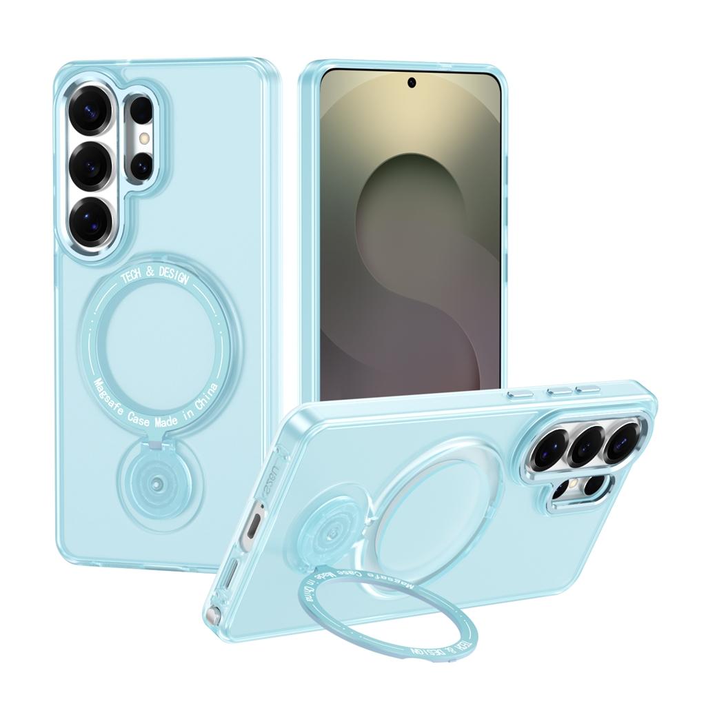 360° drehbarer magnetischer Ständer, halbtransparente, mattierte, stoßfeste Handyhülle für Samsung Galaxy S26 Ultra S25 S24 Plus