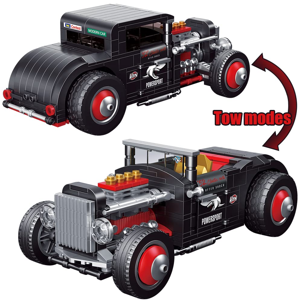 Blocos de construção de modelo de carro clássico de mudança explosiva técnica tijolos MOC veículo conversível brinquedos DIY para meninos crianças conjunto de presente