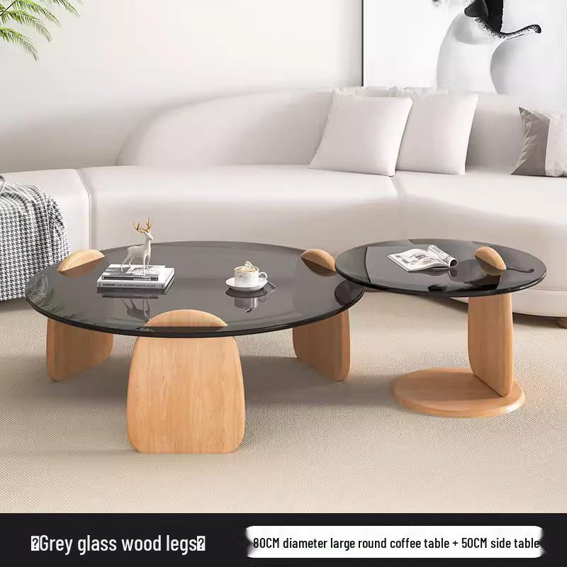 Nordic Minimalist Round Tempered Glass Coffee Table for Living Room - Elegant Light Luxury Italian Style for Small Apartments