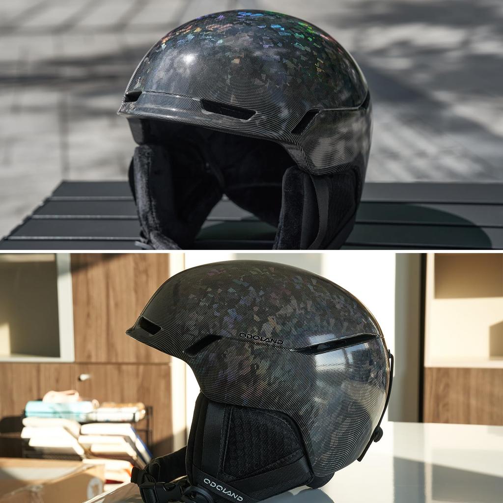 Odoland Ski Helmet Shining Snowboard Helmet Dial Size Adjustment Comes with Goggle Fixing Band EPS Shockproof Standard Omnidirectional Ventilation