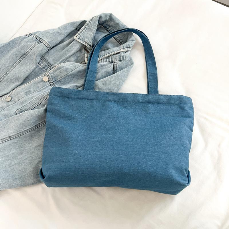 Ausgehen Gemüsekorb Tasche Denim Schultertasche Trendy Große Kapazität Einfach Literarisch und Kunst Fan Arbeit Tragetasche