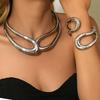 Jewelry Exaggerated Alloy Twisted Double Collar, Sweet Cool Wind Simple Choker Bracelet Female