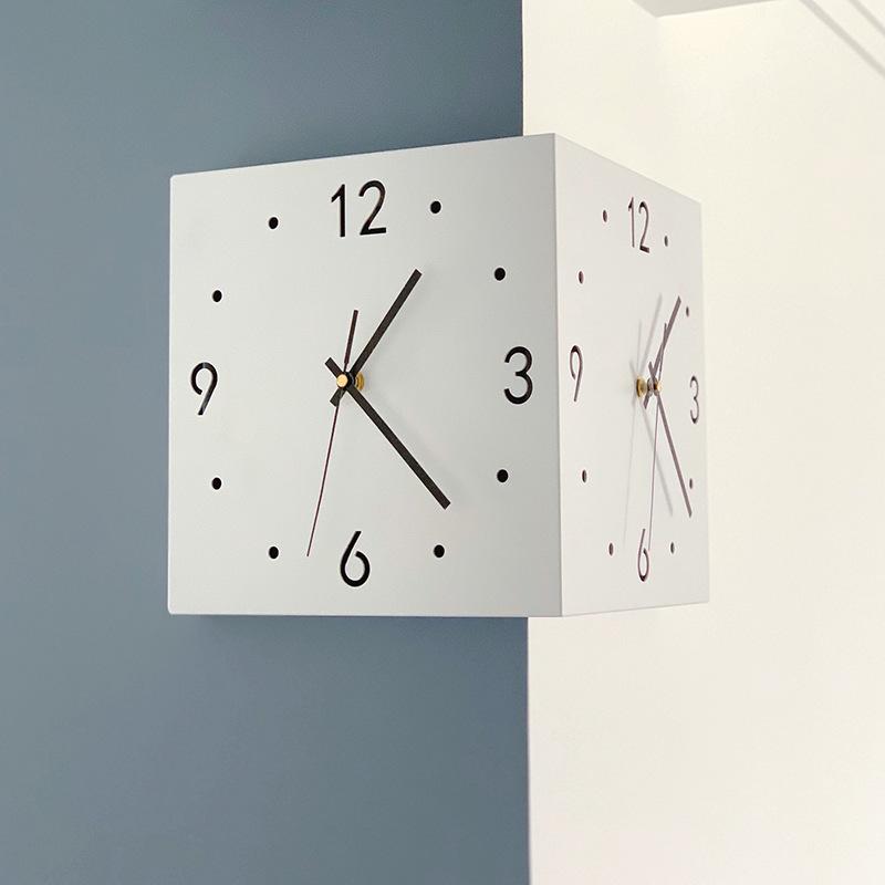 Creative Corner Double-Sided Wall Clock Silent Living Room Decorative Clock Dual Face Clock Universal