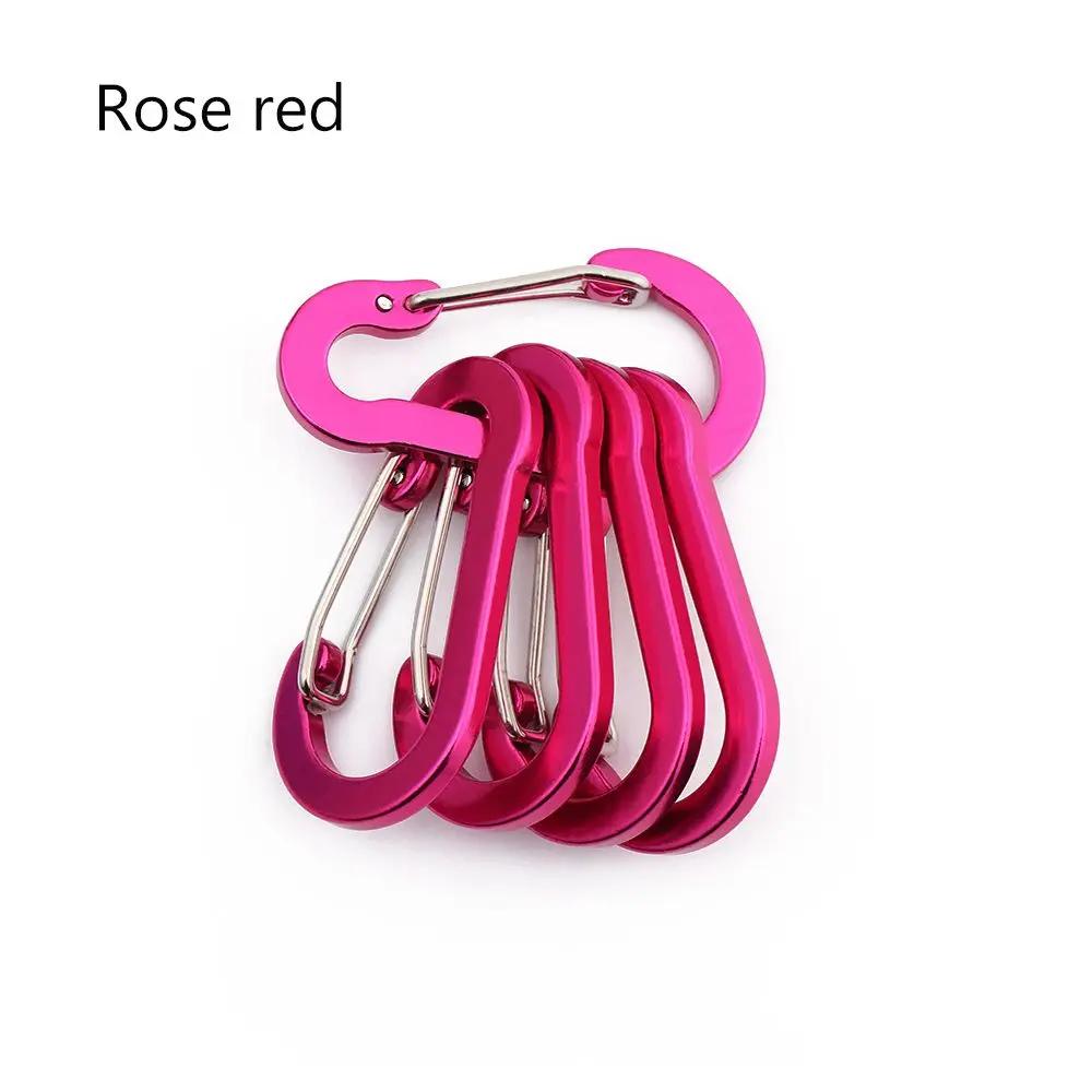 5pcs Tools Carabiner Outdoor Backpack Camping Climbing Fishing Hook Keychain Snap Clip Multi-Use Aluminum Alloy Lock Buckle