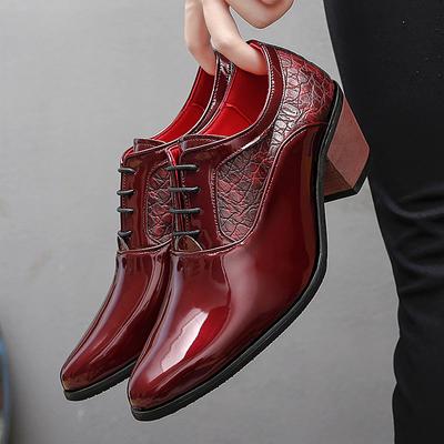 High End Brand Men's Genuine Leather Shoes Men's Formal Dress Shoes Men's Wedding Red High Heels Luxury Men's Business Shoes