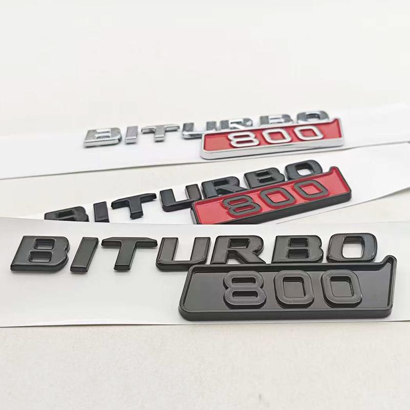 3D ABS Car Fender Side Badge Sticker Logo BITURBO 800 Emblem Decals For Mercedes Benz AMG Brabus Auto Letters Accessoires