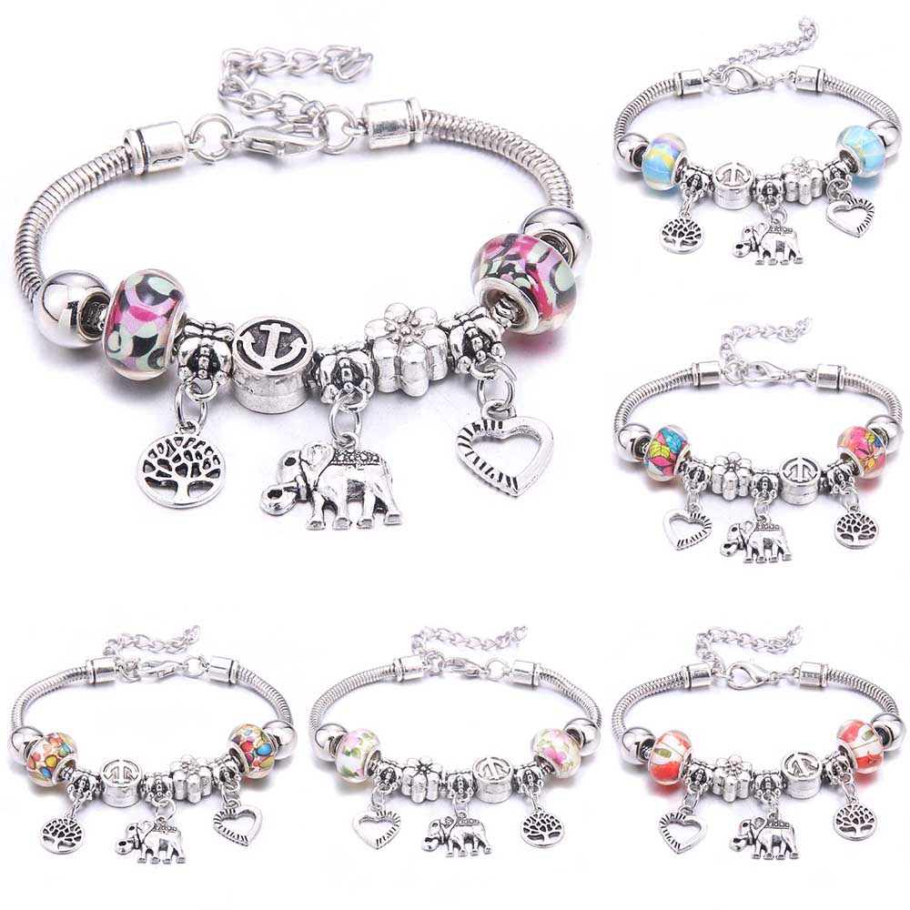 Papa snap Women Bracelet Colorful Crystal Charm Bracelet for Women DIY Beads Bracelets & Bangles Jewelry Gift