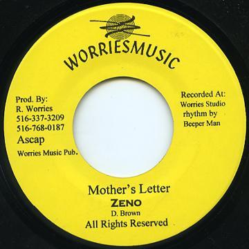 

7inch Record ZENO - Mother s Letter NONE Worries Music US Reggae, Ska & Dub Used