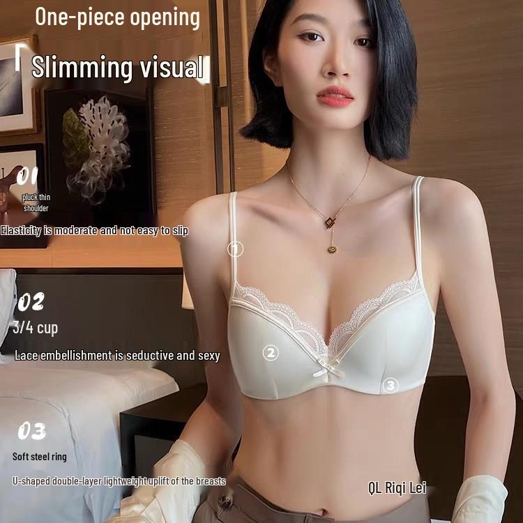 French Lace Push-Up Bra Set: Summer, Anti-Sag, Side Support for Small Bust