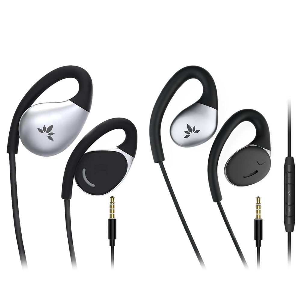 Avantree Resolve (S & L Sizes) – 2-Pack Wired Open-Ear Headphones with In-Line Microphone, Comfort Fit, Aware Listening, Over-Ear Hook Headphones