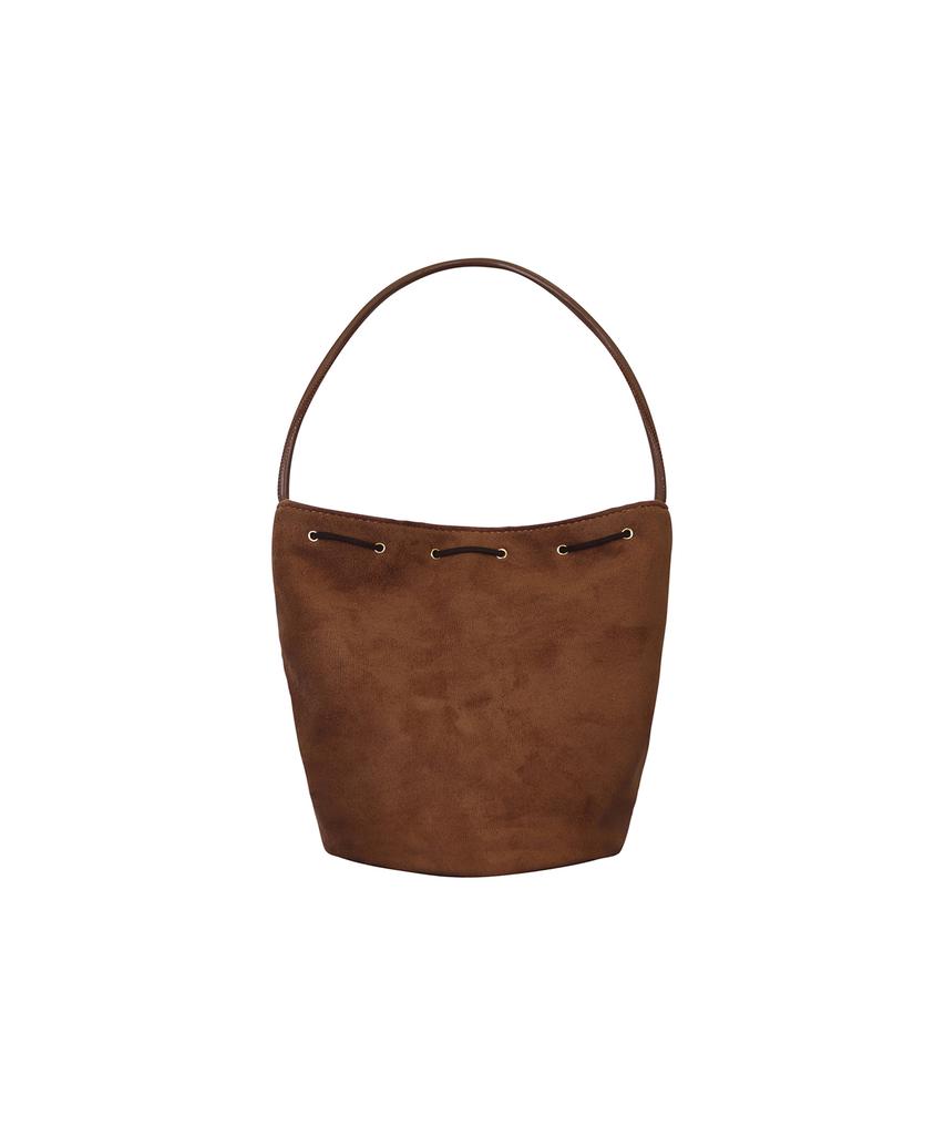 Healiote Eyelet String Synthetic Suede Shoulder Bag_Brown