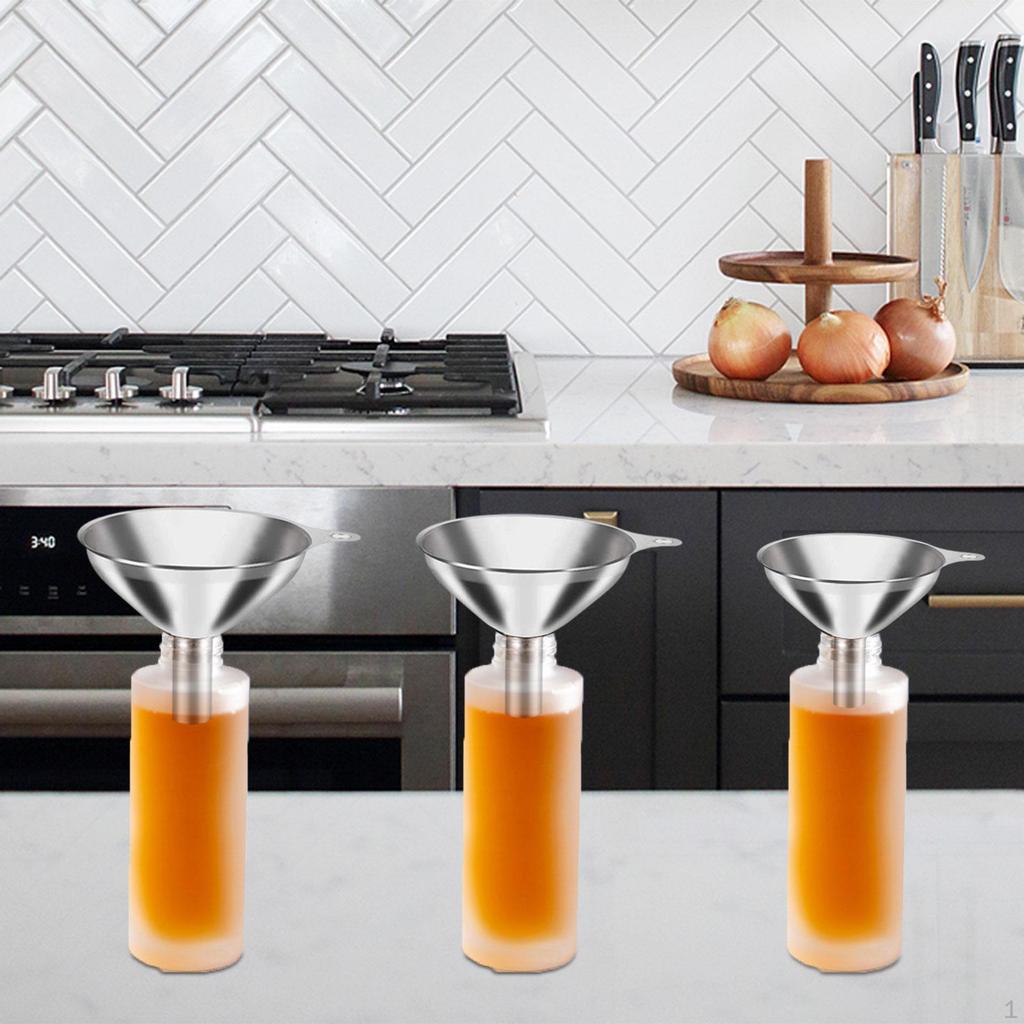 3 Piece Kitchen Funnel Set with Handles, Filling Bottles, Funnels for Transferring Ingredients,