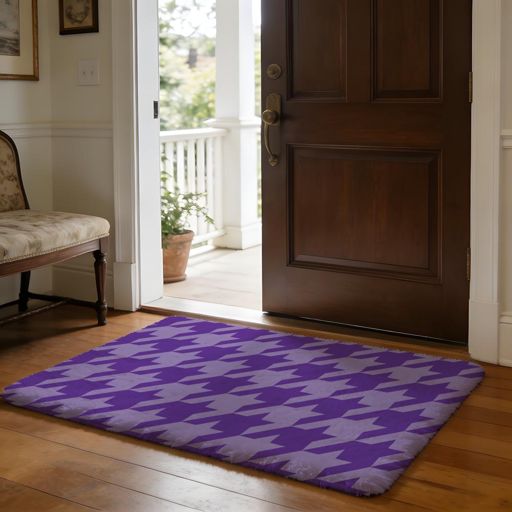 Houndstooth Check Pattern Floor Mat Soft Flannel Absorbent Mat Non-Slip Rug Home Bedroom Bathroom