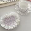 Heart Shaped Lace Coasters Sweetheart Plaid Cup Mats Multi Purpose Drink Coaster Tableware Decoration Kitchens Accessories Gifts