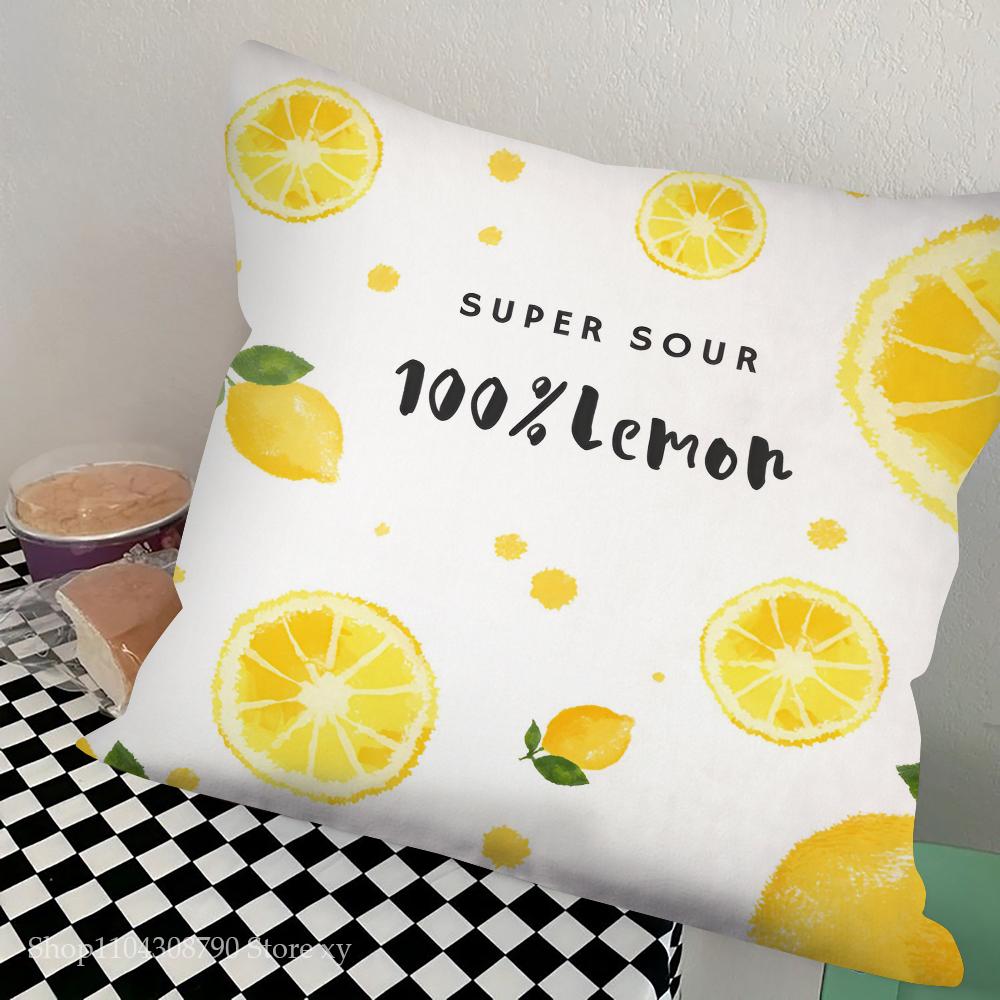 Lemon Pattern Pillow Case Fashion Square Pillowcase Bedroom Sofa Room Ins Decoration Leisure Cushion Cover 40x40