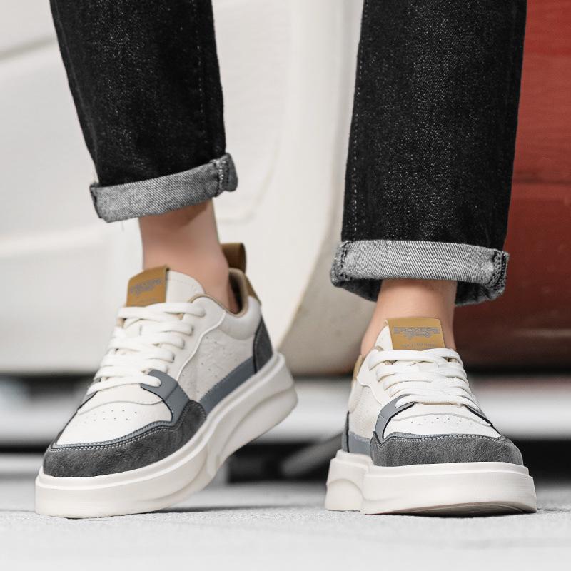 Men's Shoes 2025 Summer Niche High-end Trendy Men's Board Shoes Little White Shoes Color Matching Thick-soled Heightening Sports and Leisure Shoes
