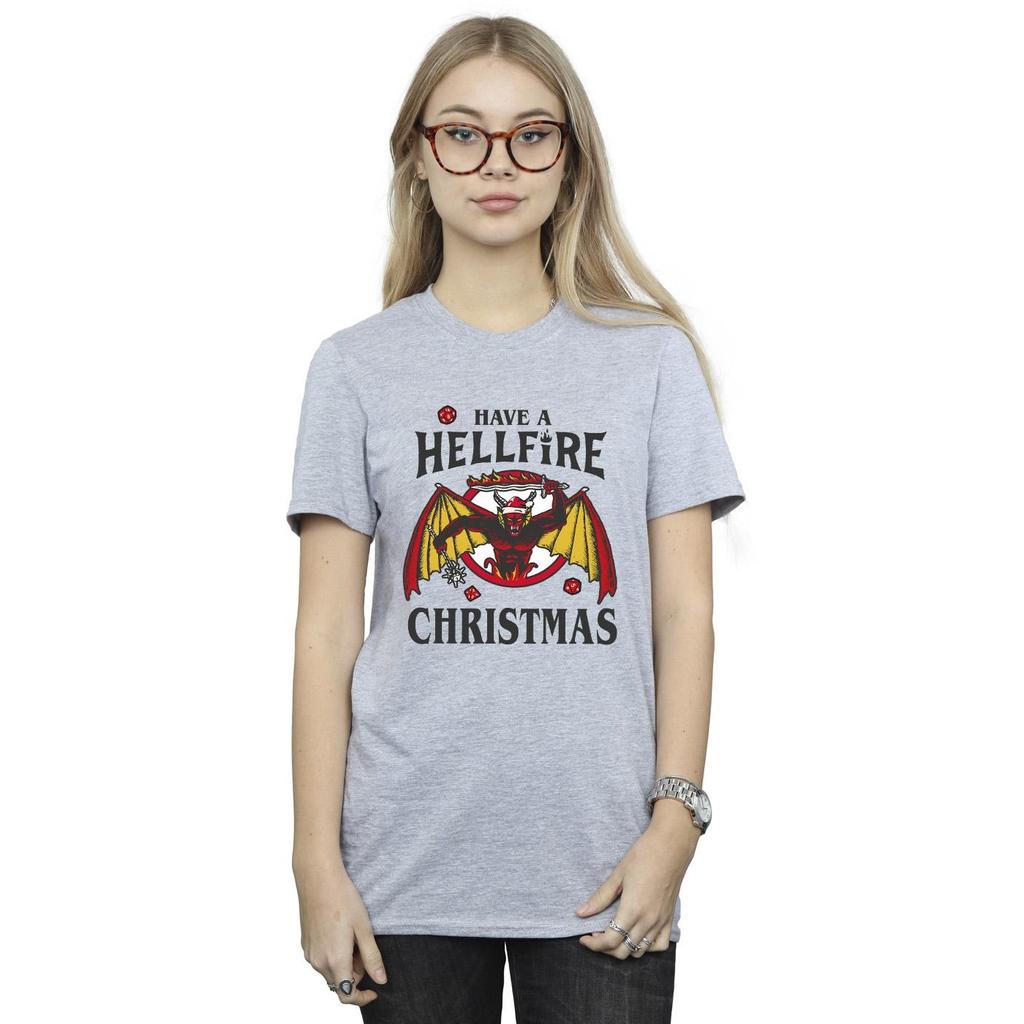 Netflix Womens/Ladies Stranger Things Hellfire Christmas Cotton Boyfriend T-Shirt
