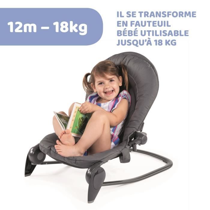 Transat CHICCO Hoopla Moongrey - Bébé - Avec arche jouet - Gris - 78x11 cm - Evolutif - Mixte
