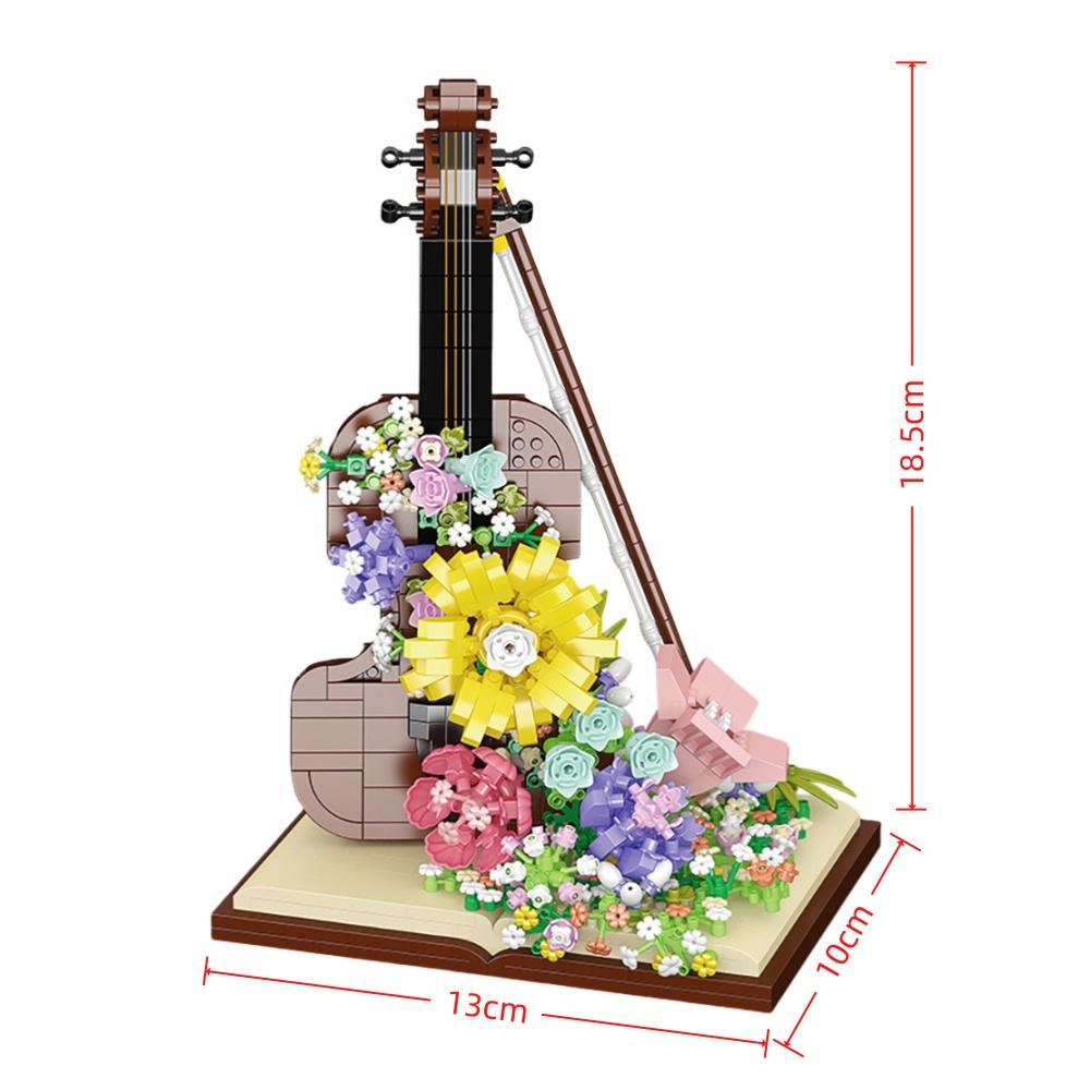 Blooming Flower Violin 3D Building Kit - Musical Instrument Model,Craft for Adults, Elegant Home Display Decor & Musician Gift