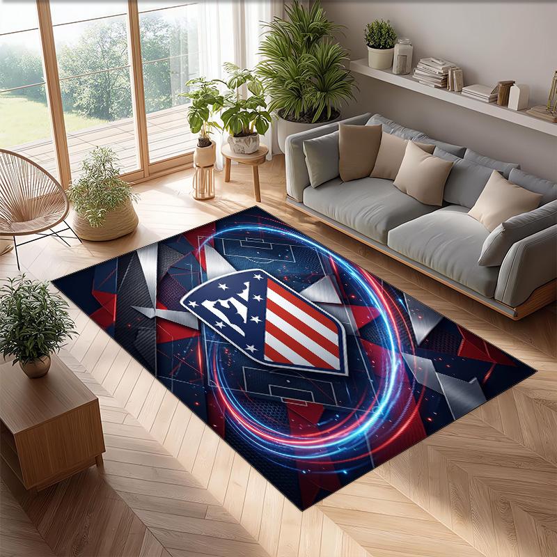 Atletico Madrid Printed Flannel Area Rug Non Slip Soft Polyester Floor Carpet Indoor Decor Mat for Bedroom Living Room Sofa Game Room Home Decoration