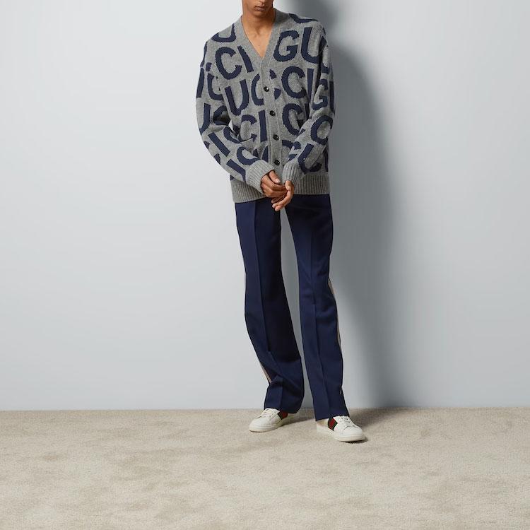 Gucci Logo Intarsia Button Up Cardigan 771707-XKDLV-1140