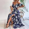 Nuovo sexy abito da donna con bretelle irregolari, lungo con bretelle, floreale, da spiaggia