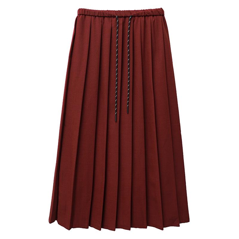

Новая осенняя юбка миди А-силуэта в стиле преппи с плиссировкой - Женская повседневная универсальная юбка на кулиске Large