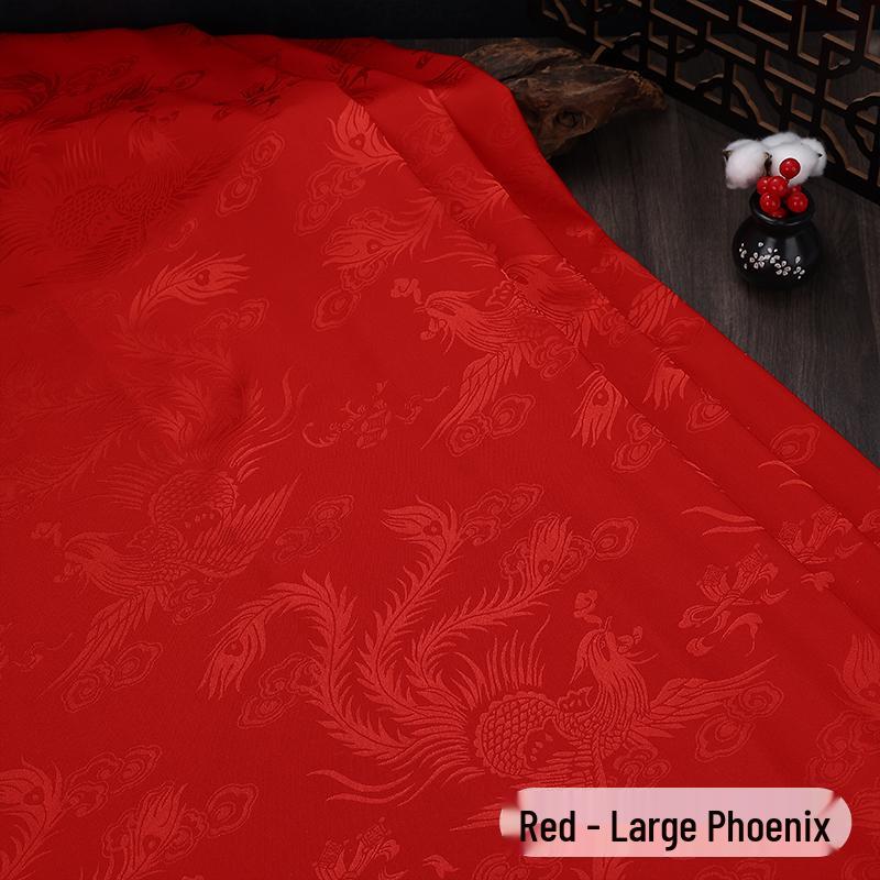 Phoenix Dragon Jacquard Silk Satin Fabric for Hanfu and Tang Suit Costumes