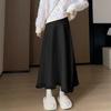 Women Knitted Skirt A-line Mid Long Female Retro Thickened Large Skirt High Waisted Slimming Autumn Winter Skirts