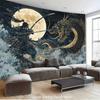 Samurai Warrior Dragon Moon Night Battle Scene Japanese Mythology Tapestry Wall Hanging Decor 2D Planar Background Fabric