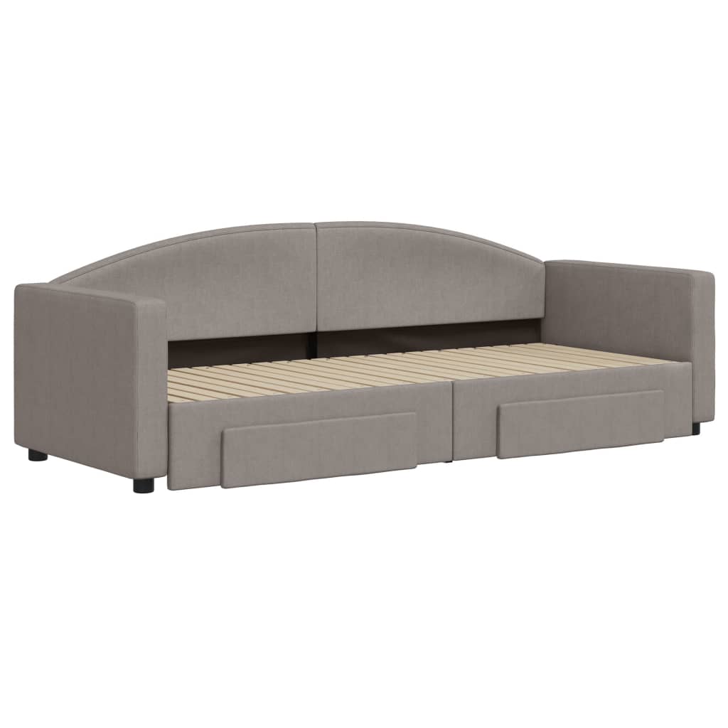 Pull Out Daybed with Drawers Taupe 80x200 Cm Fabric