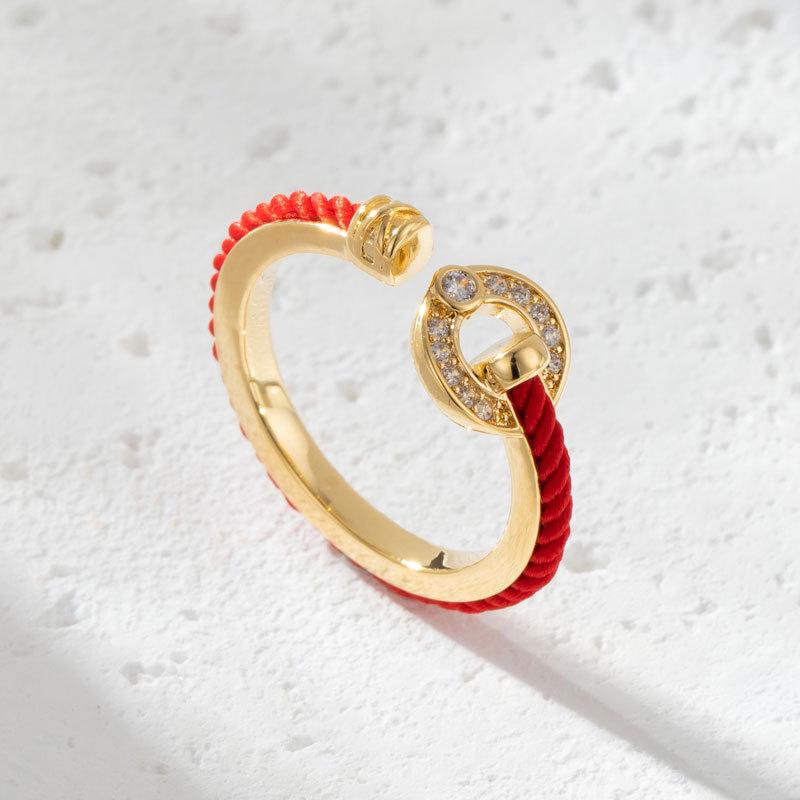 Chinese Christmas Red String Open Ring - Minimalist Advanced Sense Benmingnian Index Finger Band