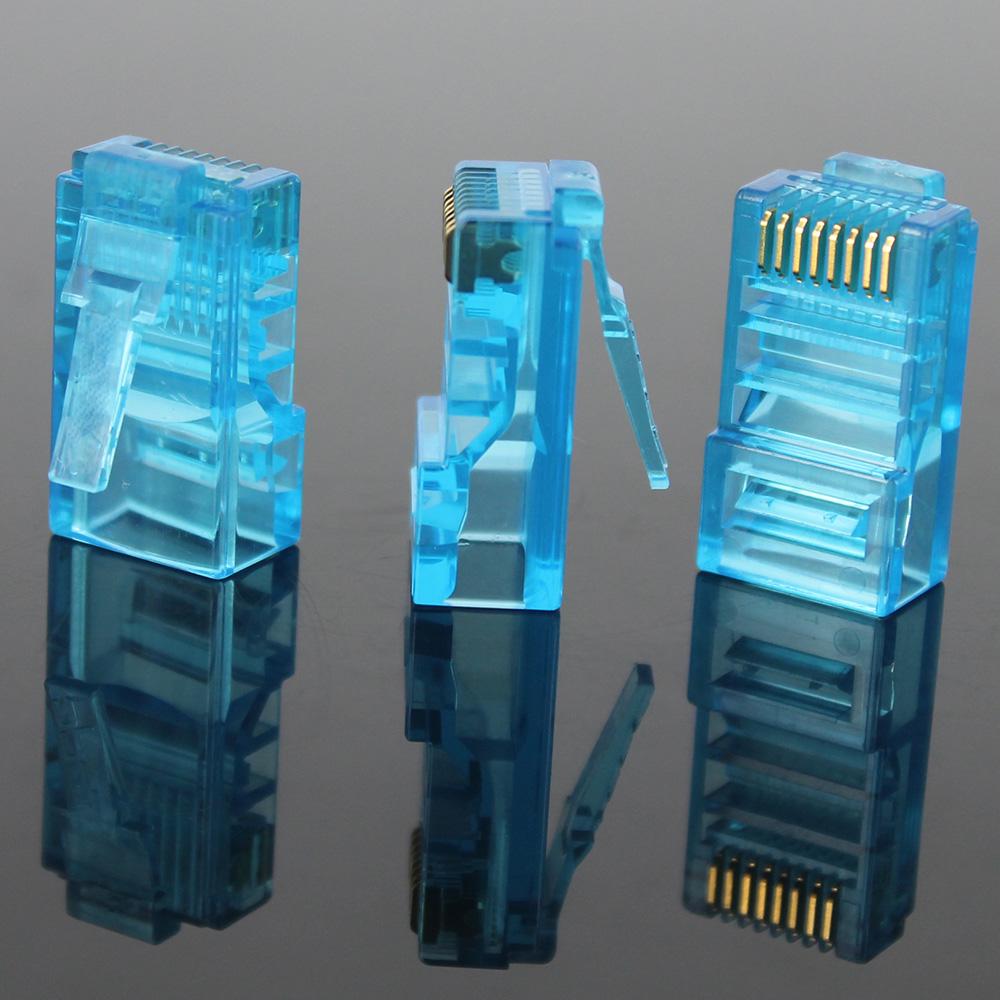 50/100PCS RJ45 Ethernet Cables Module Plug Network Connector RJ-45 Crystal Heads Cat5 Color Cat5e Gold Plated Cable