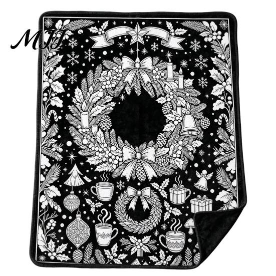 Unique Creative Celebration Gifts Christmas DIY Coloring Blanket for Adults And Kids, Color Your Own Blanket, 59" x 51" Soft Cozy Polyester