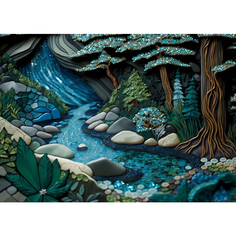 Fantasy Mosaics Princess Castle Shell Splicing Abstract Poster Canvas Printing Wall Art Decoration Painting for House Room Decor