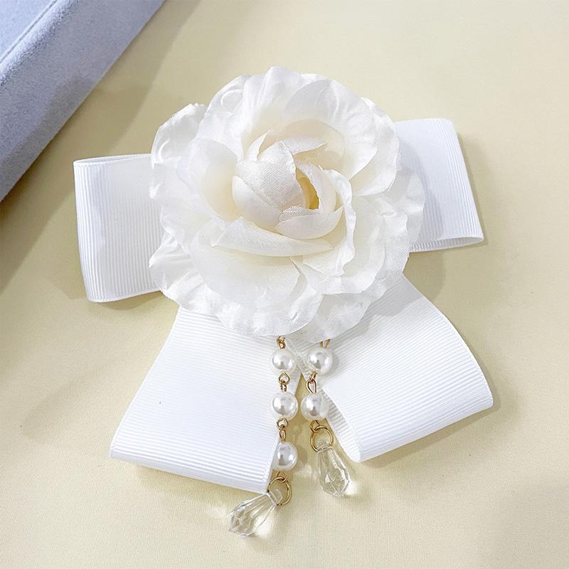 1Pc Pearl Women Rose Flower Casual Party Accessories Mother's Day Gift Botanical Pins Brooches Fabric