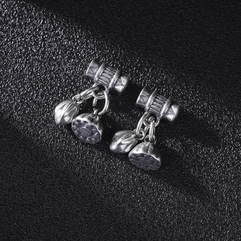 Silver Persimmon Ruyi Lucky Cat Bracelet: Handmade Tibetan Silver Pendant Jewelry