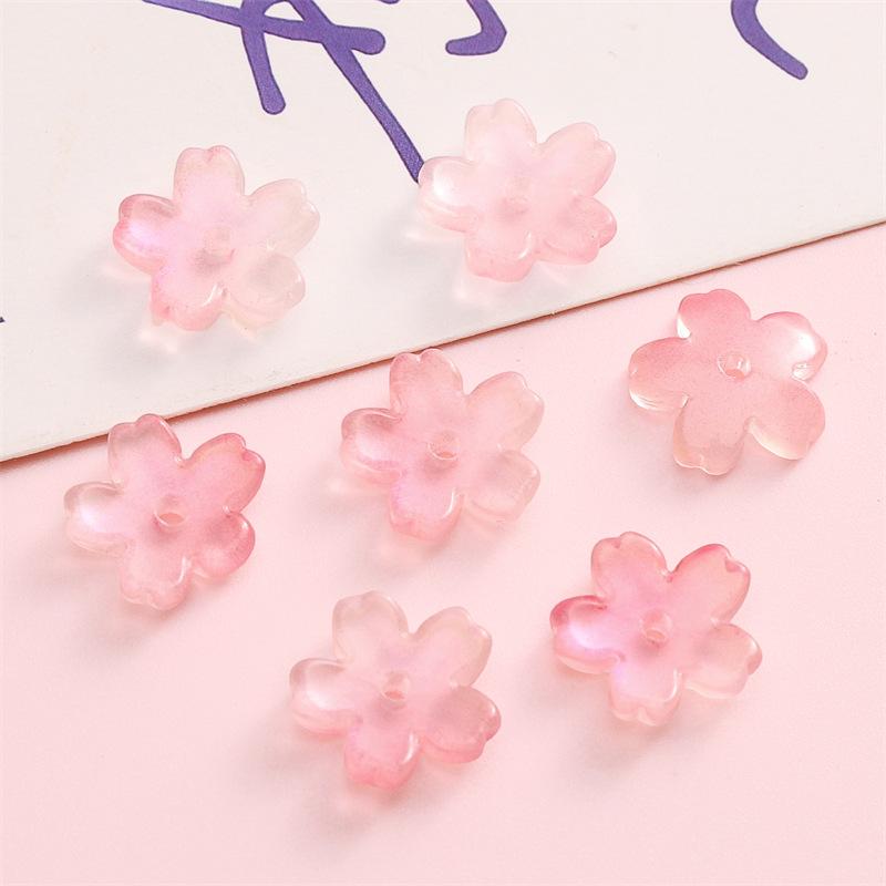 Glass Gradient Cherry Blossom Three-dimensional Accessories Beading Accessories Handmade Diy Bracelet Spacer Beads Accessories Strings Loose Beads
