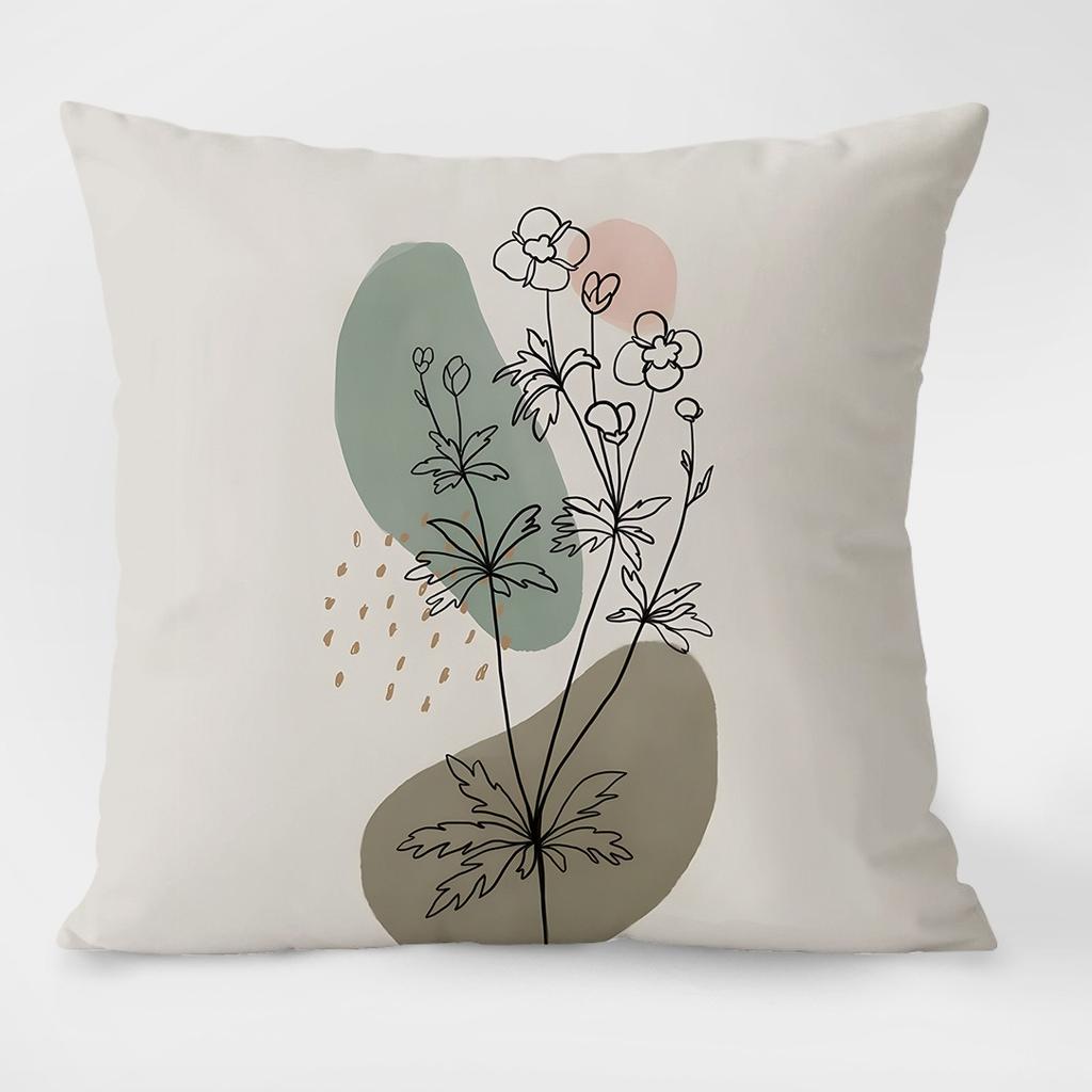 Simple Plant Pastoral Pattern Decorative Pillowcase Living Room Bedroom Square Cushion Pillowcase