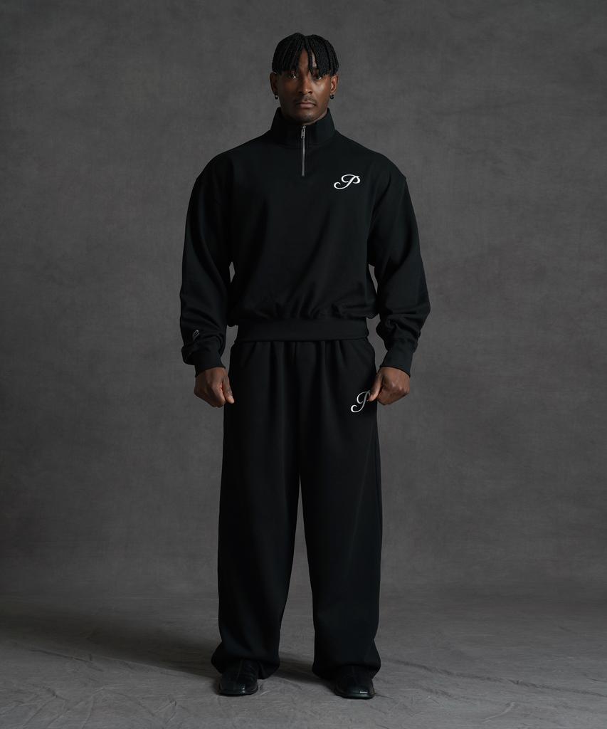 PHERMENON Oversized P Wide Sweatpants - Black