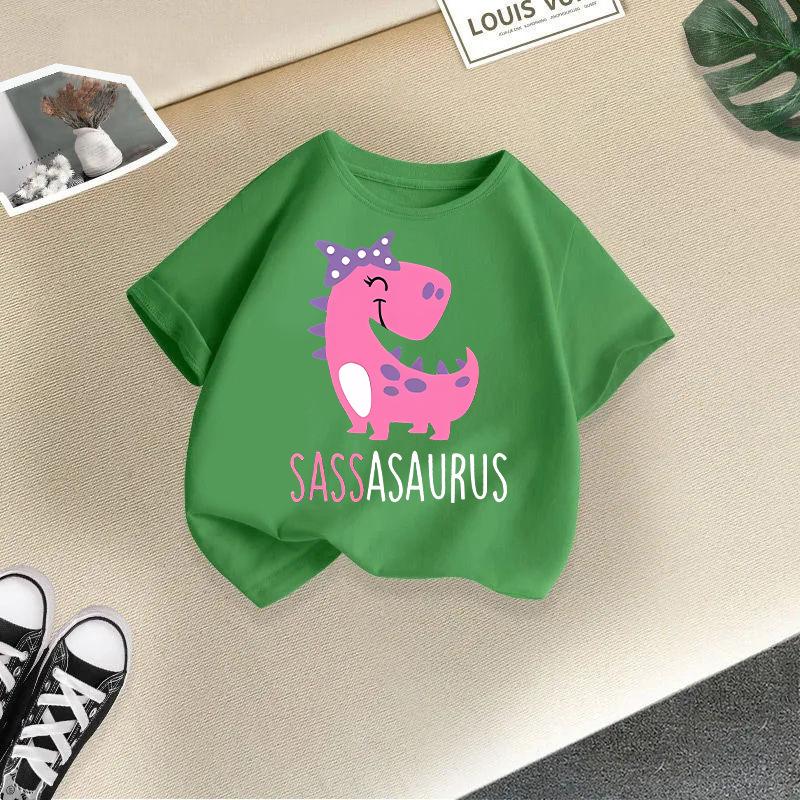 Children T-shirtDinosaur Printed Kids 100% Cotton Clothes Tshirt Tops Tee Boys Girls Short-sleeved T Shirt 2-13Y