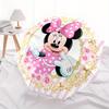 Disney Minnie Mouse,Pink Bow,Floral Frame Manual Opening and Closing Umbrella, 8-Rib Reinforced Folding Design, Lightweight