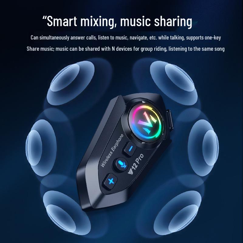 Bluetooth Y12 Pro Motorcycle Helmet Intercom IP56 Waterproof 300m Range CVC Noise Reduction
