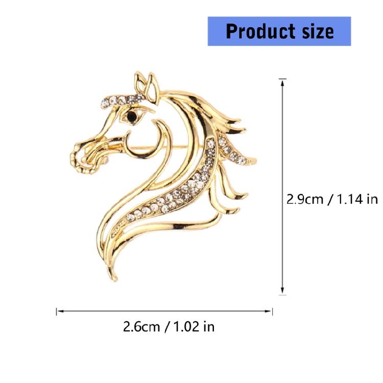 Shining Horse Head Decorative Pin Brooch Premium Alloy Material Crystal Accents Versatile For Daily Occasions Party