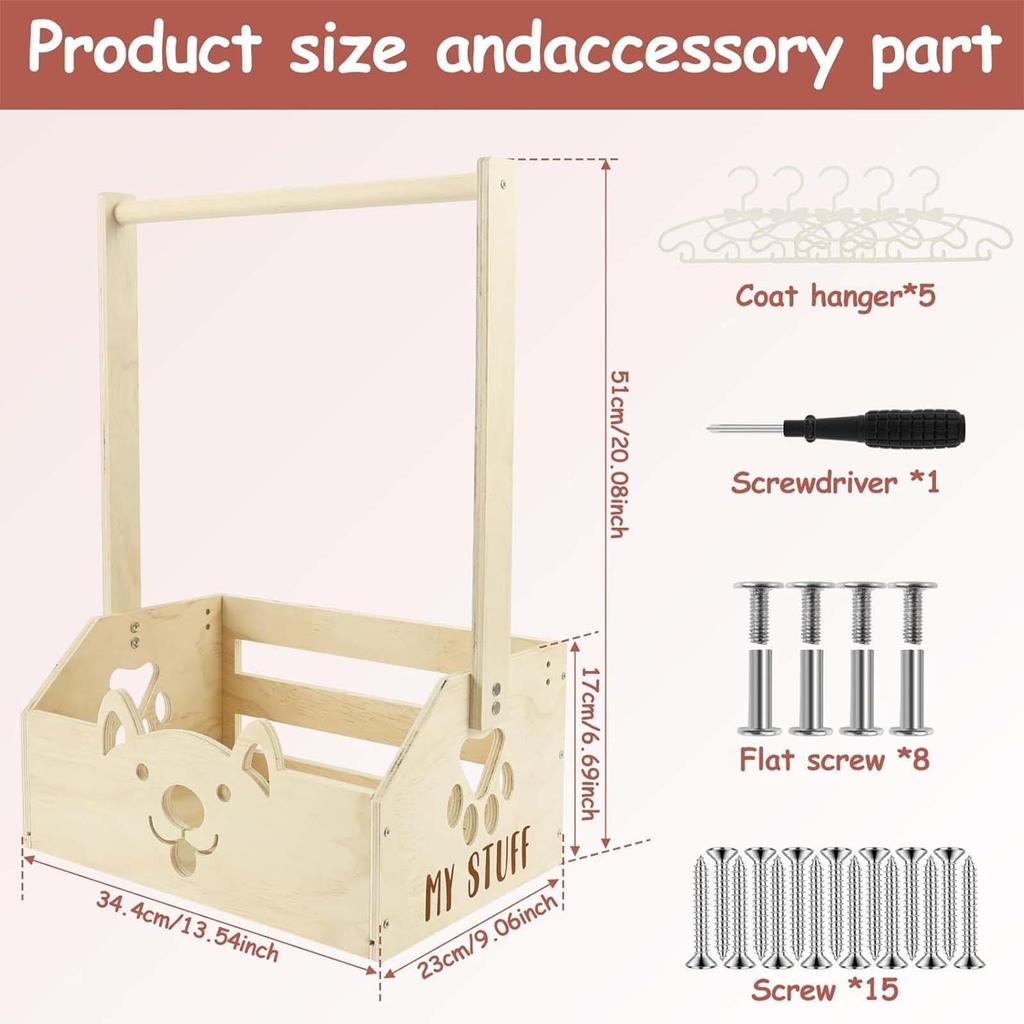 Wooden Storage Crate Baby Crate Closet for Shower Child Safety Bath Storage Supplies for Bedroom Nursery Home Rental Apartment