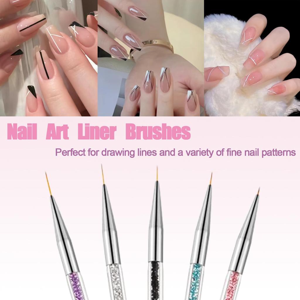 5Pcs/Set Professional 2 Ways Nail Art Dotting Pen Plastic Swirl Wood Marbleizing Steel Rhinestones Pickup Pen Manicure Tools
